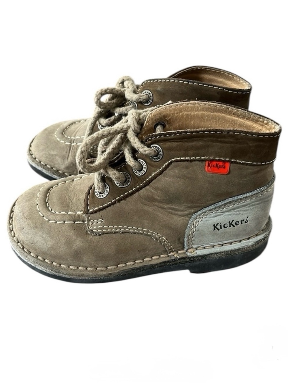 Kickers | Kick Hi Lace-Up Leather Ankle Boots | Tan/Beige | Size EU 27 (US 10.5)